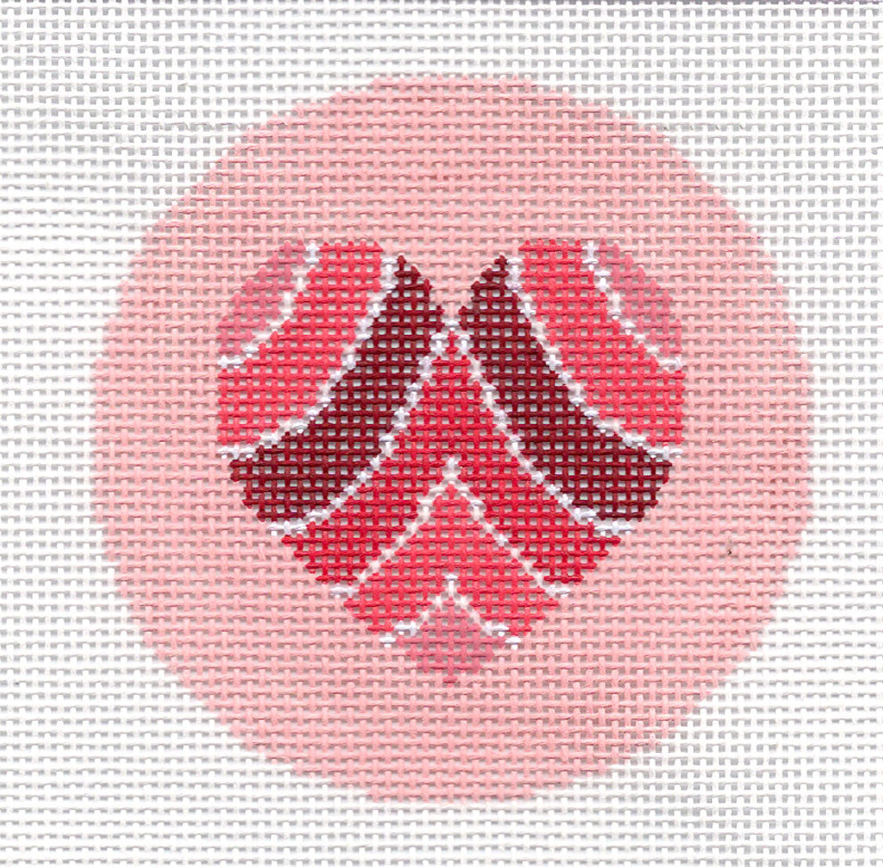 Round ~ Quilted Heart 3" Rd. handpainted Ornament or Insert Needlepoint Canvas by LEE