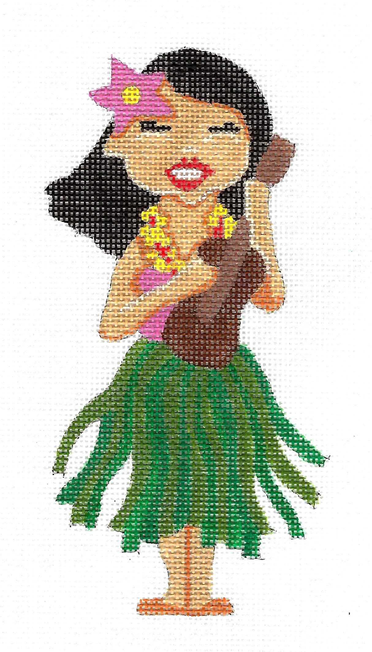 Hawaii ~ Hawaiian Hula Girl handpainted Needlepoint Canvas by Raymond Crawford
