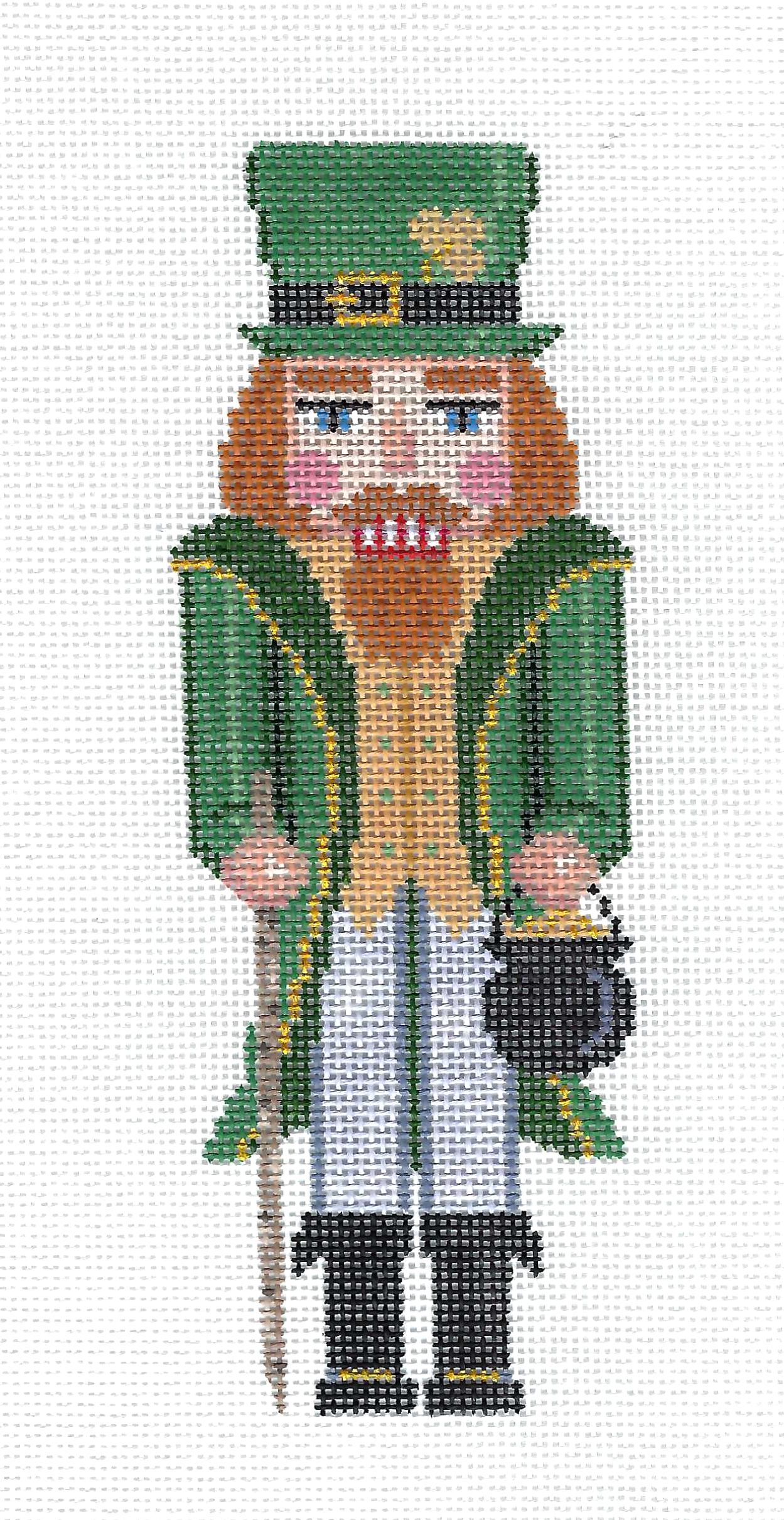 Nutcracker ~ IRISH Nutcracker with Pot of Gold handpainted 18 Mesh Needlepoint Ornament by Susan Roberts