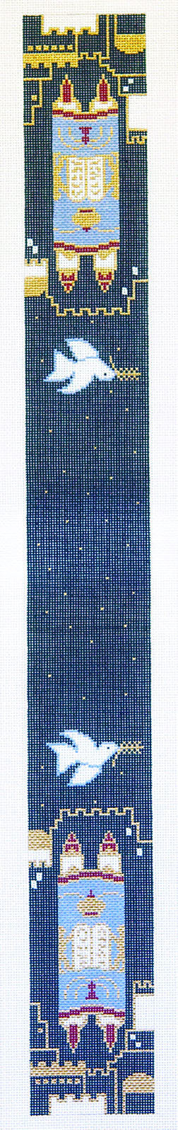 Collar~Attorah Collar with Torah and Doves on Black