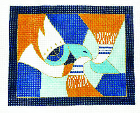 Canvas ~ Tallis Bag with Dove and Tallit handpainted 13 Mesh Mono Needlepoint Canvas from LEE