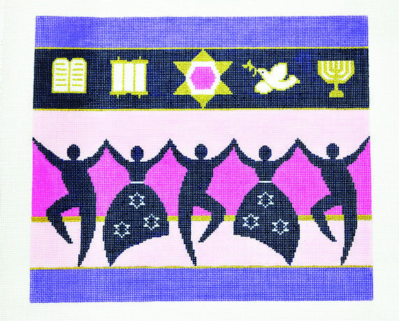 Canvas~Tallis Bag with Dancing People handpainted Needlepoint Canvas