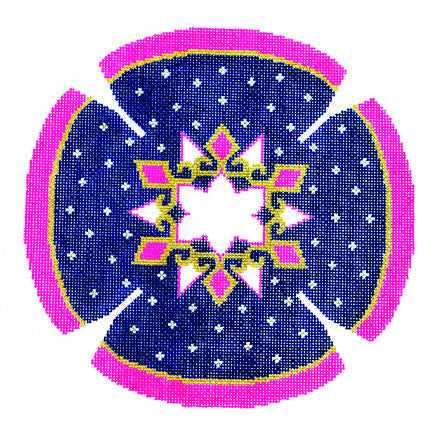 Yarmulke with Star of David and Stars handpainted Needlepoint Canvas