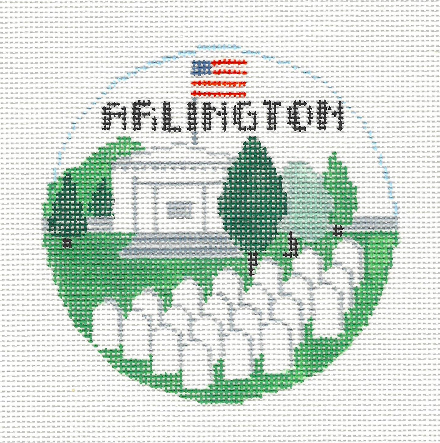 Travel Round ~ Arlington National Cemetery Military 18 mesh handpainted Needlepoint Canvas by Kathy Schenkel
