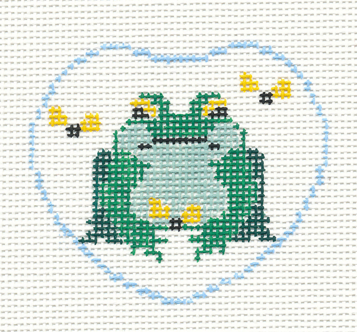 Lapel Pin ~ Frog in Heart handpainted 18 Mesh Needlepoint Canvas by Kathy Schenkel