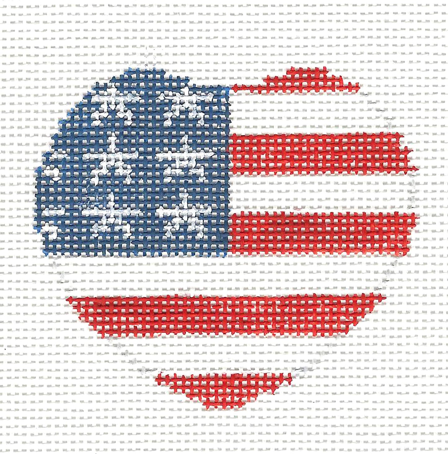 Lapel Pin ~ American Flag in Heart handpainted Needlepoint Canvas~by Kathy Schenkel