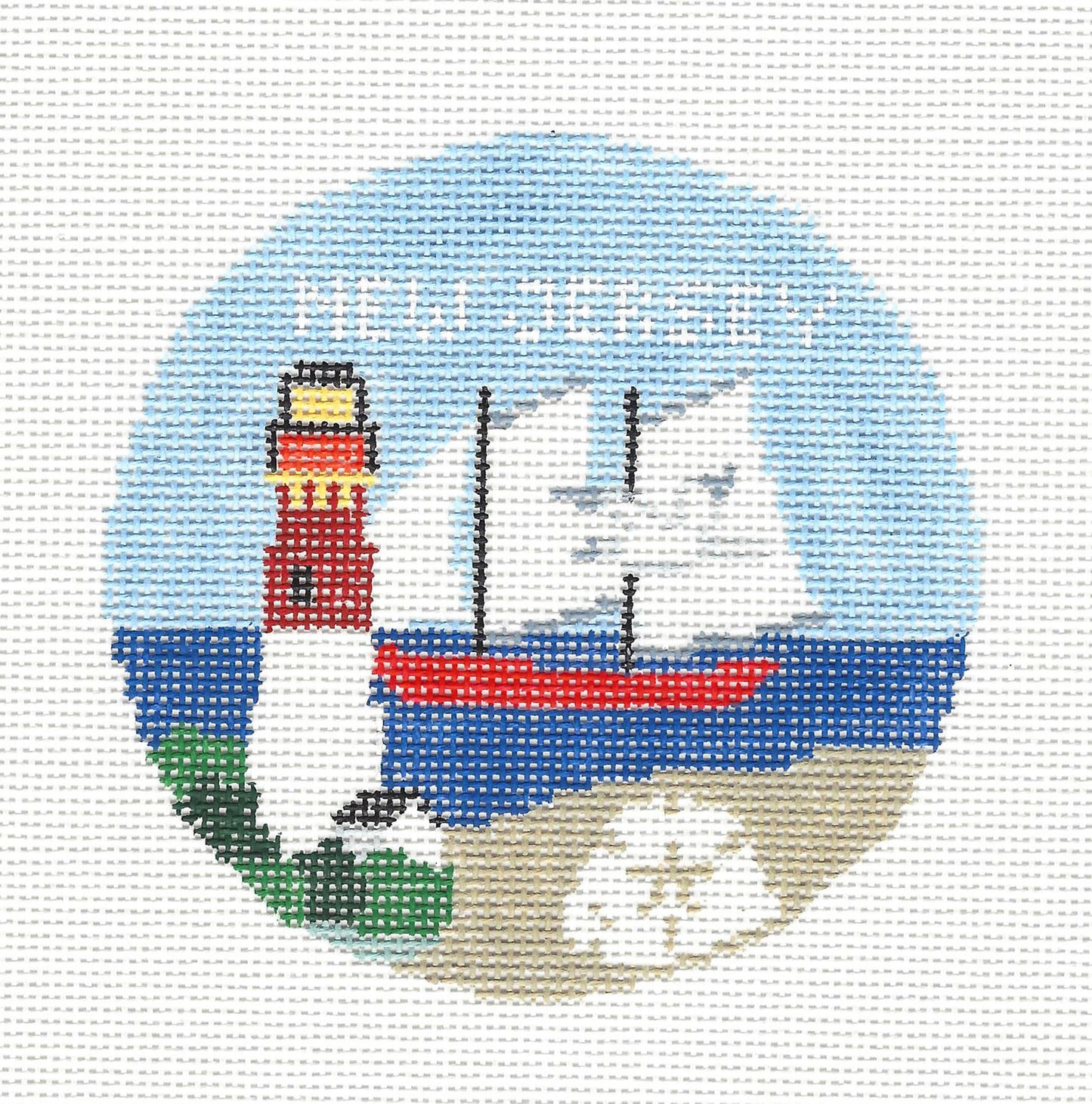 Travel Round ~ New Jersey handpainted Needlepoint Canvas by Kathy Schenkel