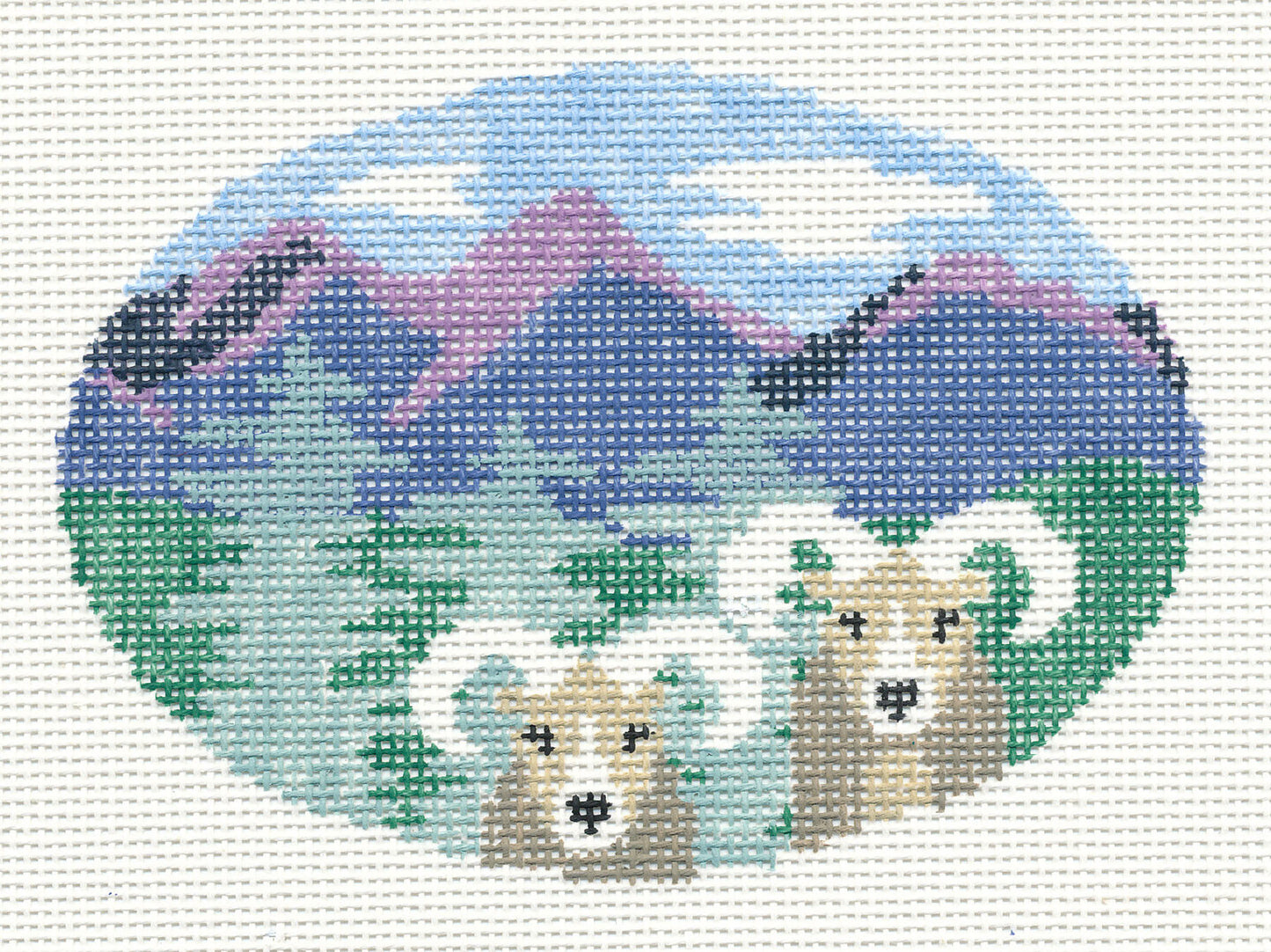 Oval ~ Bighorn Sheep in the Rocky Mountains handpainted 18 Mesh Needlepoint Canvas by Kathy Schenkel