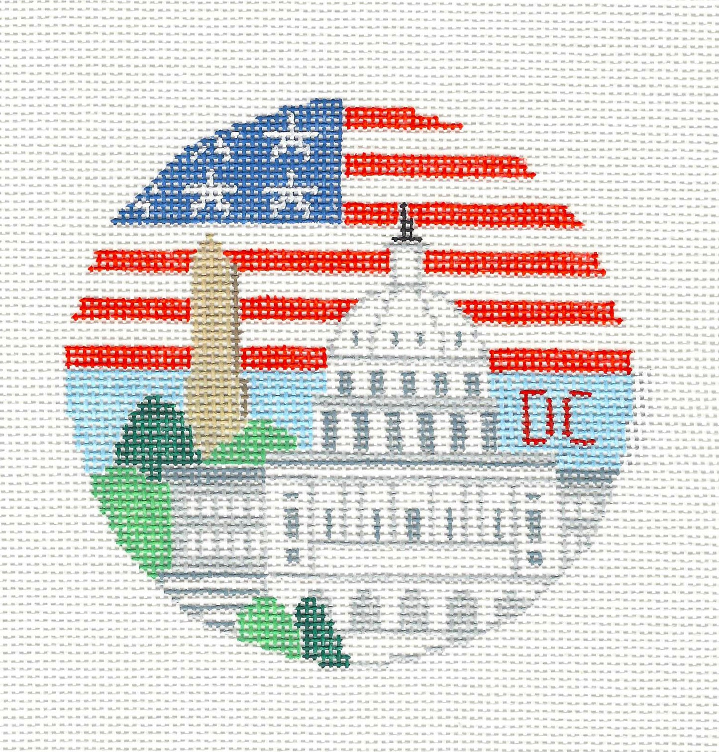 Travel Round ~ Washington, DC The Capitol Building handpainted Needlepoint Canvas by Kathy Schenkel