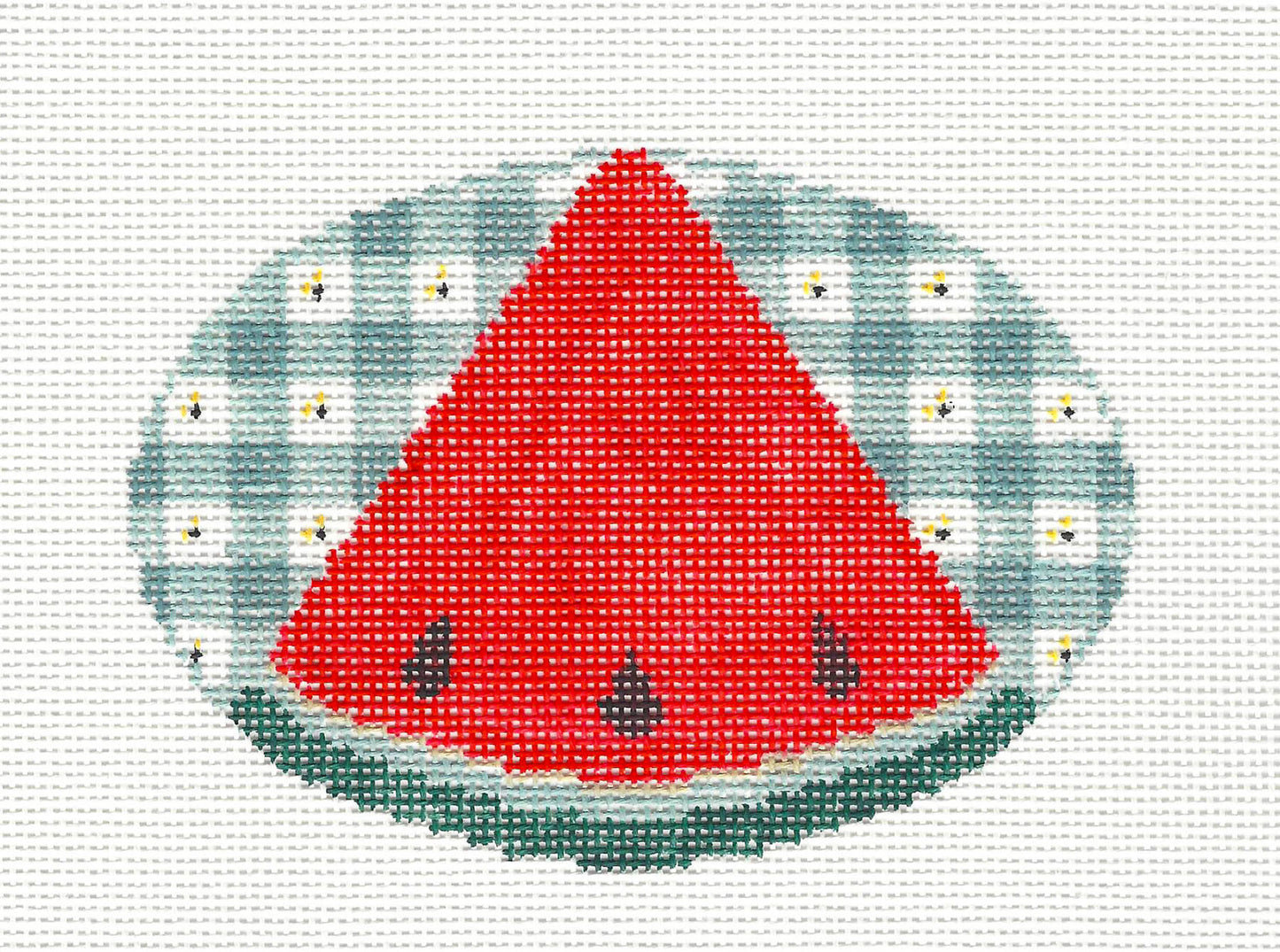 Oval ~ Watermelon Wedge handpainted Needlepoint Canvas by Kathy Schenkel