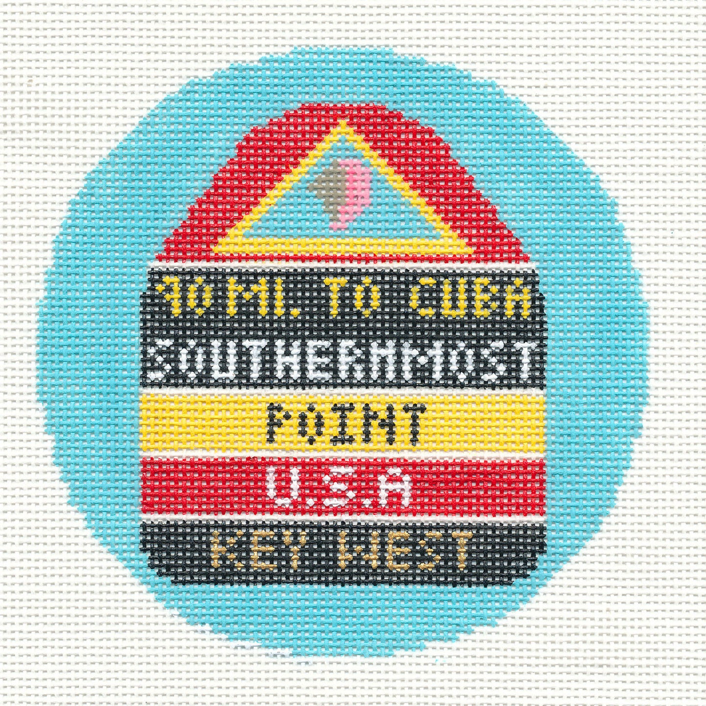 Travel Round ~ Key West, Florida Buoy 18 Mesh handpainted 4.25" Needlepoint Canvas by Silver Needle