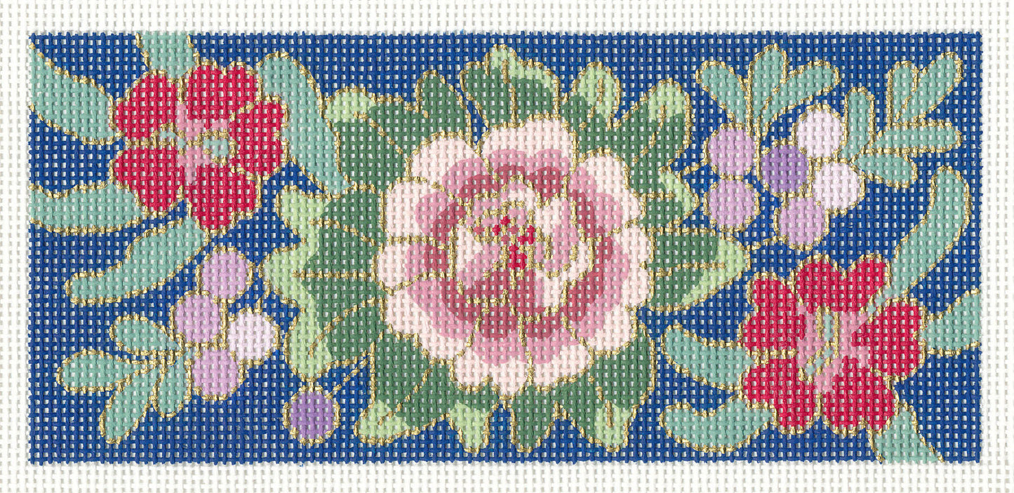 Canvas Insert ~ Cloisonné Peony with Gold 18 mesh handpainted HP Needlepoint Canvas ~ BB Series by LEE