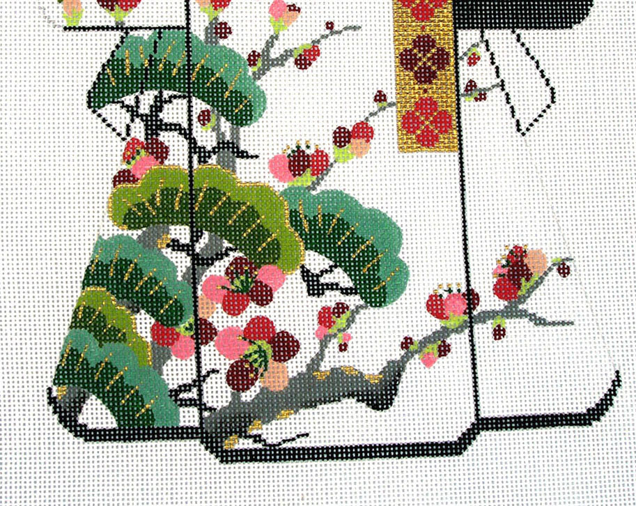 Kimono ~ Oriental 4 Seasons "WINTER" LG. Kimono handpainted Needlepoint Canvas by LEE