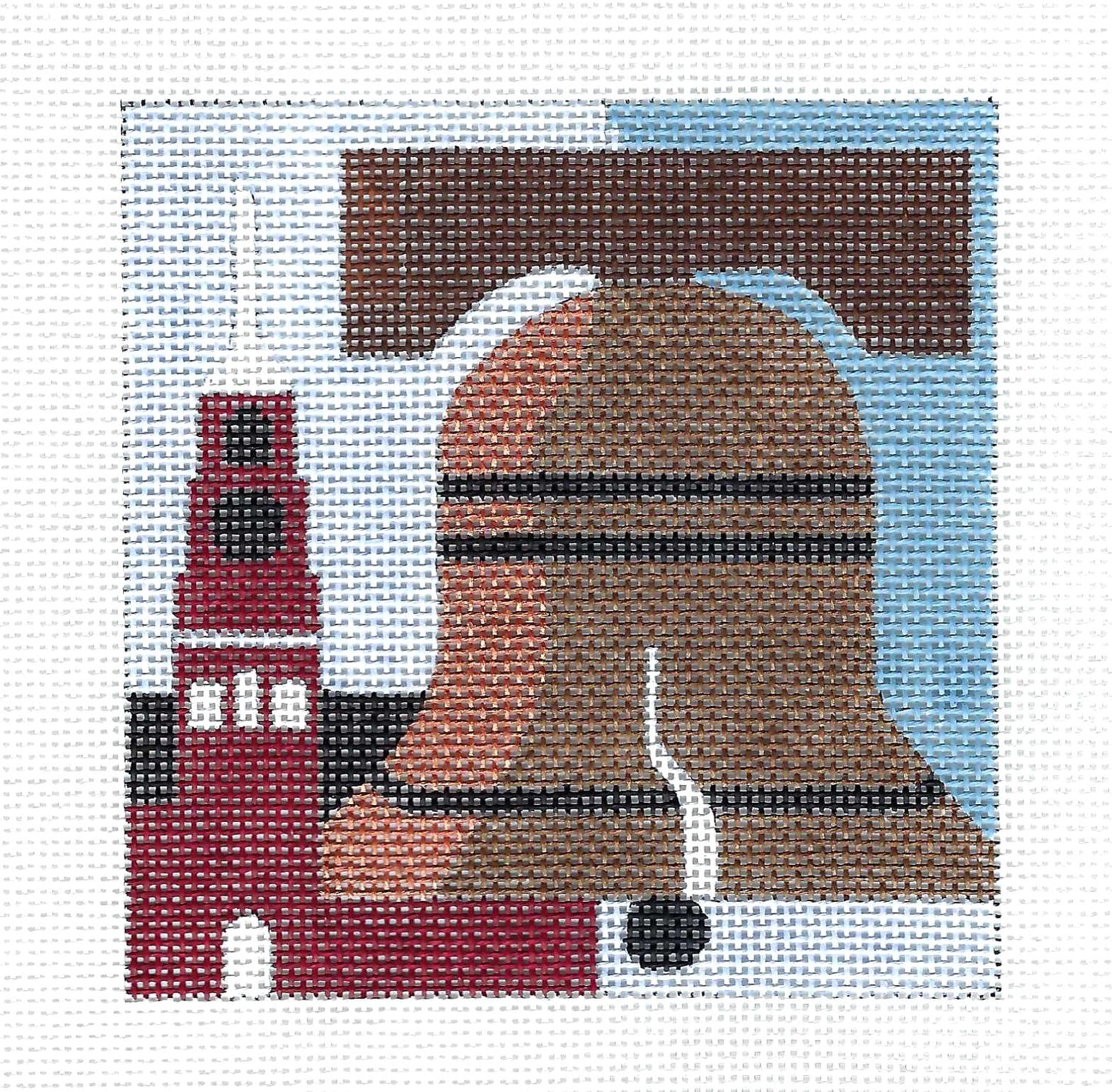 Travel ~ LIBERTY BELL in Philadelphia 4" Square Coaster handpainted Needlepoint Canvas by Melissa Prince