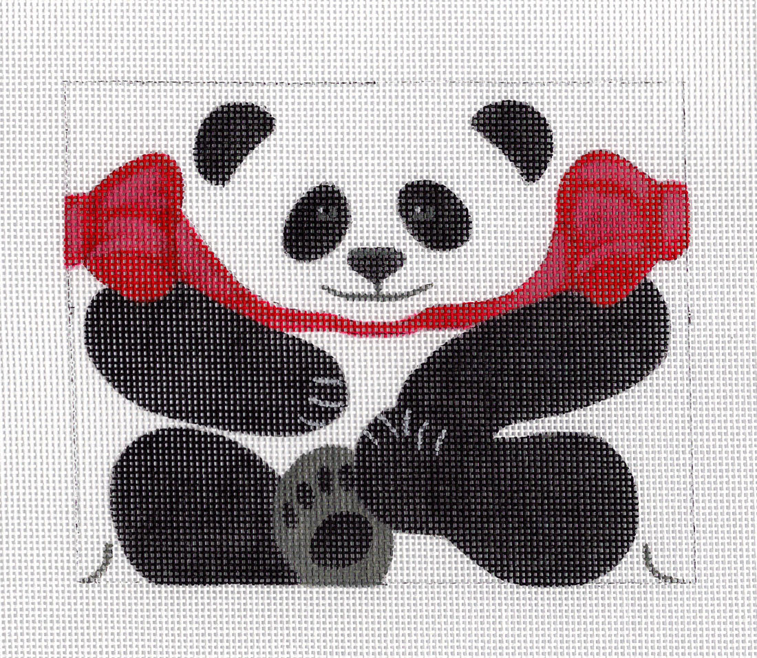 Roll Up ~ Panda Bear 3-D Ornament handpainted Needlepoint Canvas by LIZ *RETIRED*