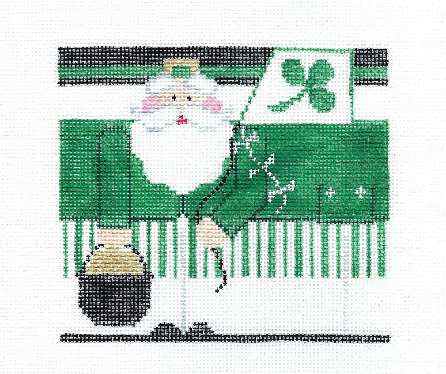 Roll Up Canvas ~ MARCH Irish Leprechaun Santa Roll-Up handpainted Needlepoint Canvas by Kathy Schenkel