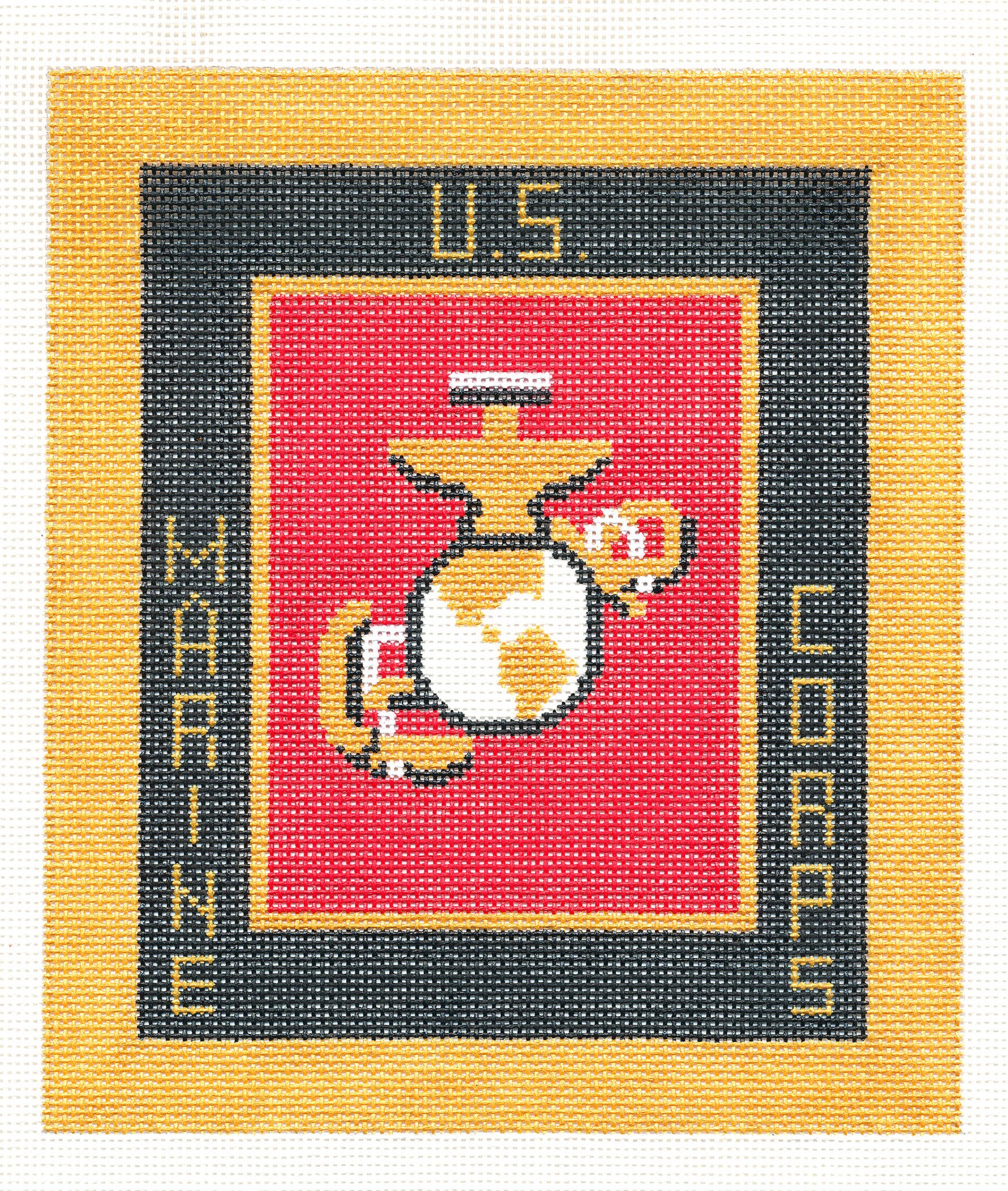 Military ~ U. S. MARINE CORPS Military 6x7 handpainted 18 mesh  Needlepoint Canvas LEE Needle Art