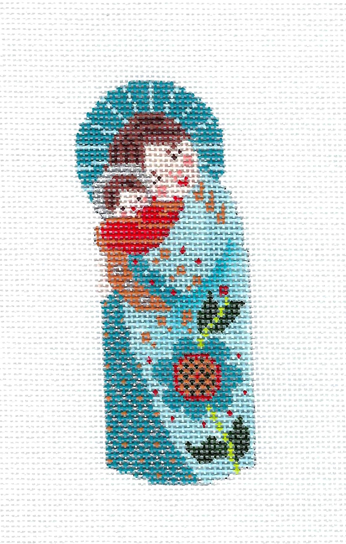 Nativity ~ Mary & Baby Jesus Nativity Figures in Teal handpainted Needlepoint Ornament Canvas by Abigail Cecile from Juliemar