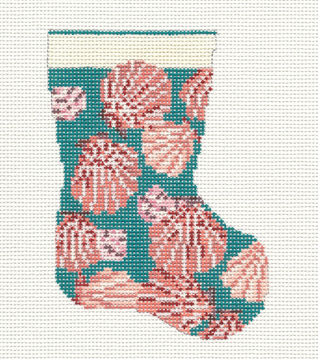 Mini Stocking ~ Scallop Shells Mini Stocking 13 Mesh handpainted Needlepoint Ornament Canvas by Needle Crossings