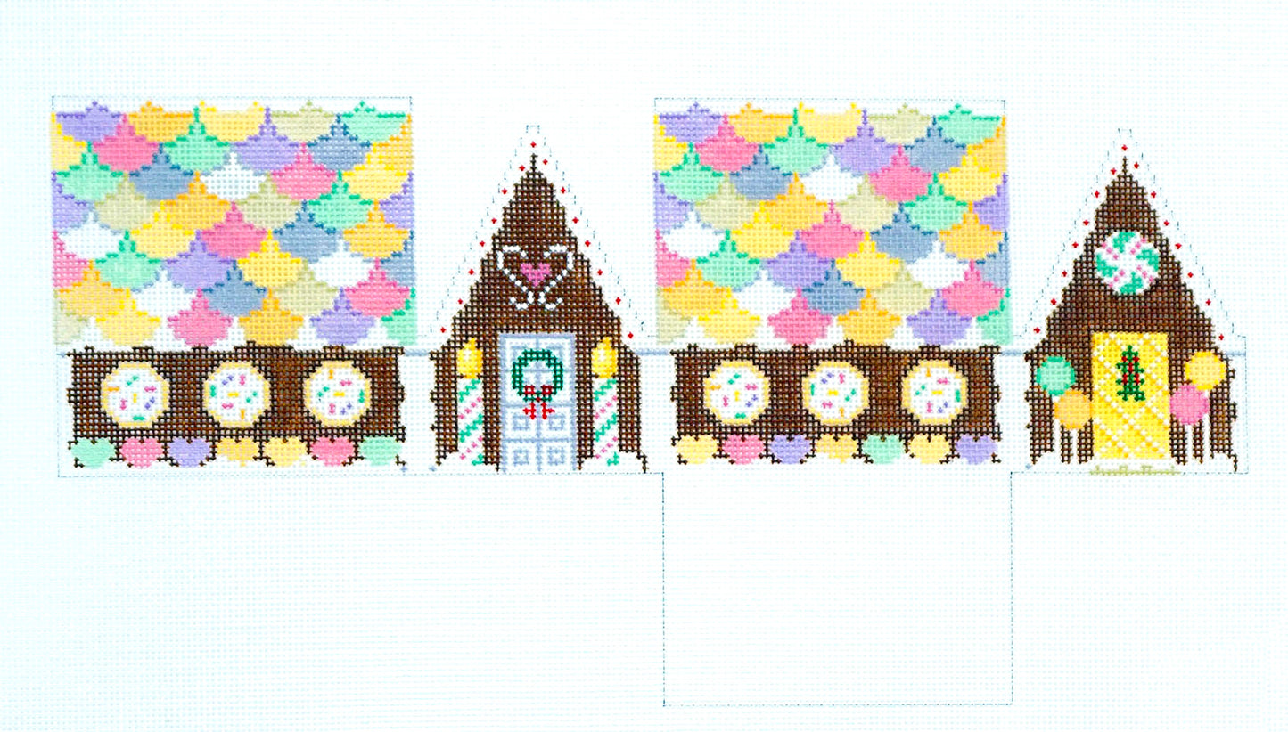 3-D Ornament ~ NECCO WAFERS & HEARTS Gingerbread House 3-D Needlepoint Ornament Susan Roberts