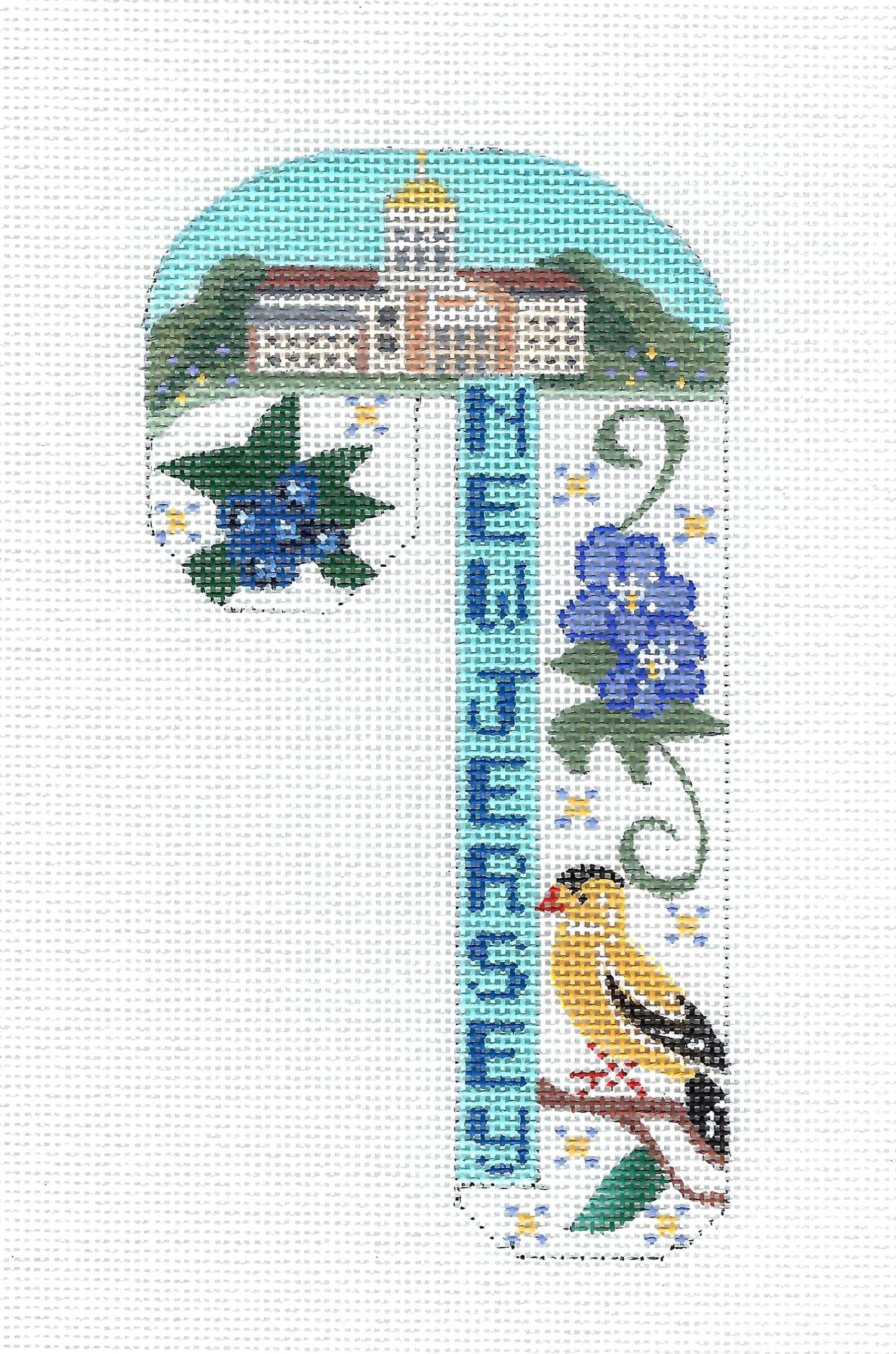 Candy Cane ~ NEW JERSEY State Destination LG. Candy Cane Needlepoint Canvas CH Designs by Danji