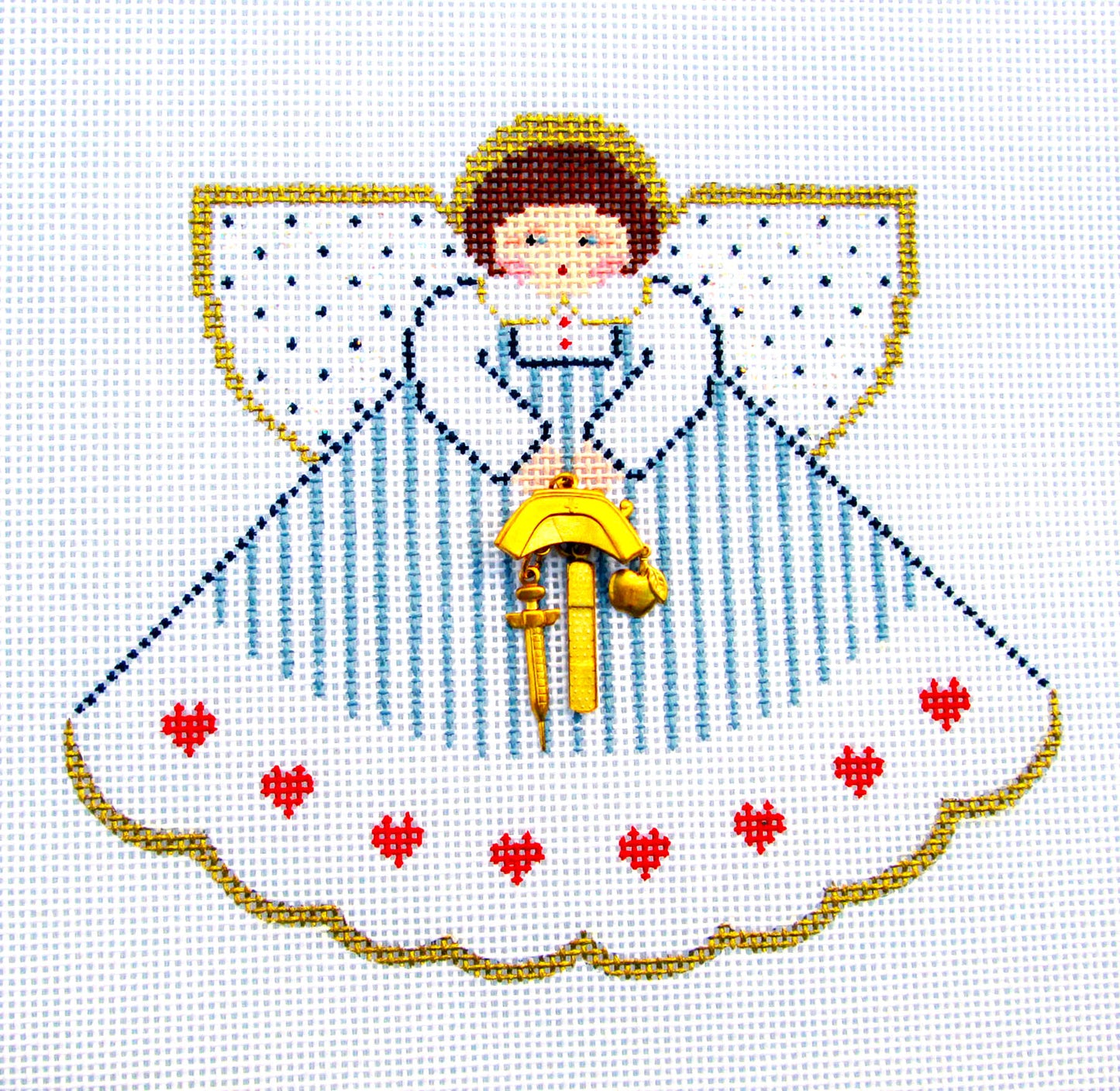 Angel ~ Nurse Nightingale Angel with Charms Medical 18 Mesh handpainted Needlepoint Canvas Ornament Painted Pony