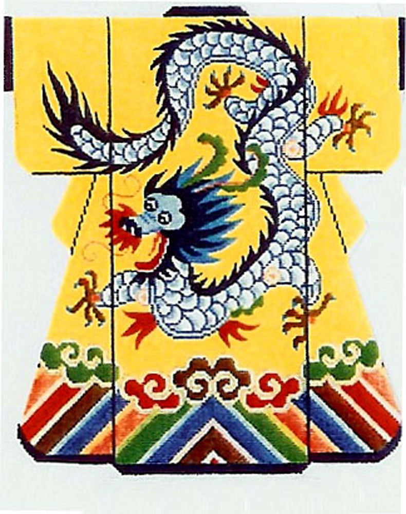 Dragon Kimono ~ Imperial Dragon on Oriental Yellow Kimono Large handpainted Needlepoint Canvas by LEE