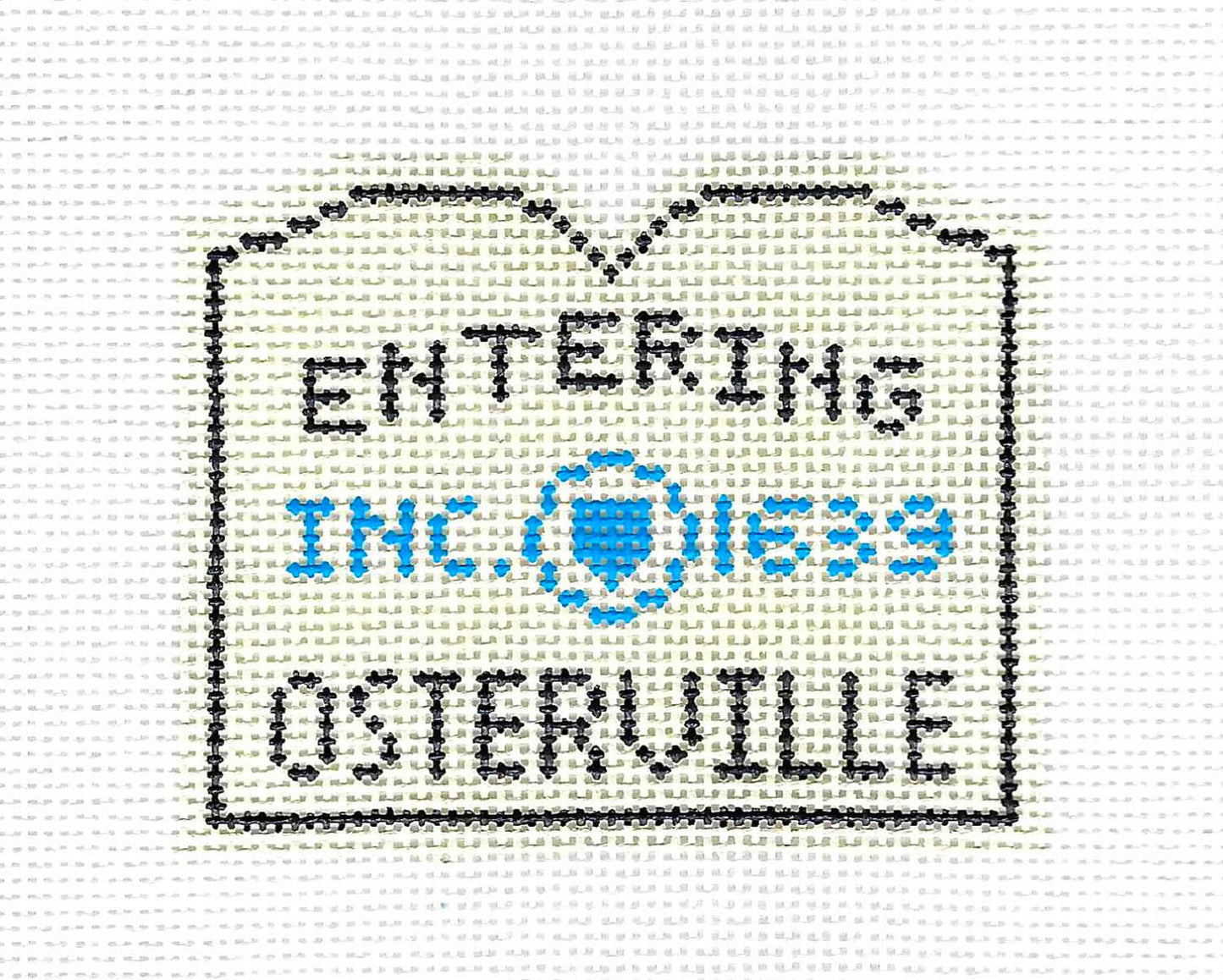 Travel Sign ~ OSTERVILLE, CAPE COD, MASS. SIGN Ornament 18 Mesh handpainted Needlepoint Canvas by Silver Needle
