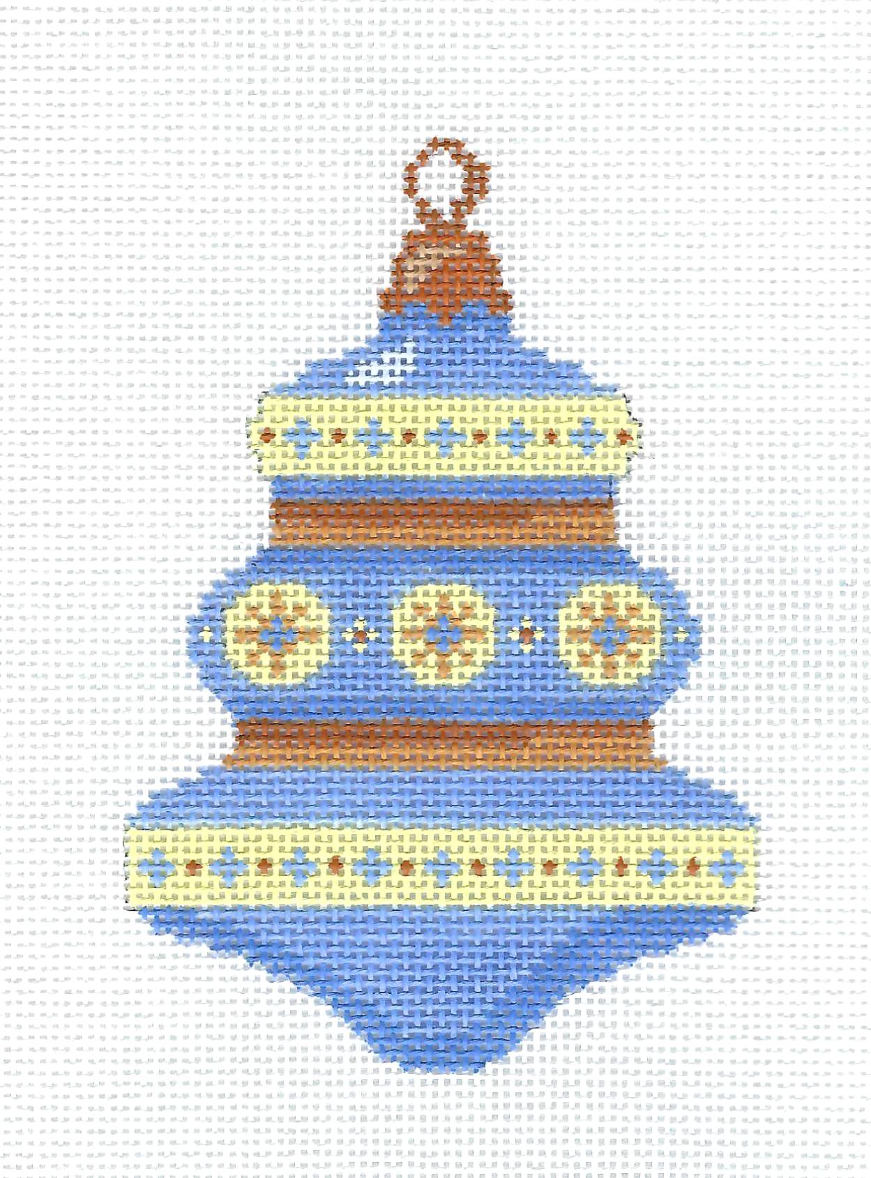 Blue, Yellow & Gold handpainted 18 Mesh Needlepoint Ornament Canvas by Abigail Cecile from PLD
