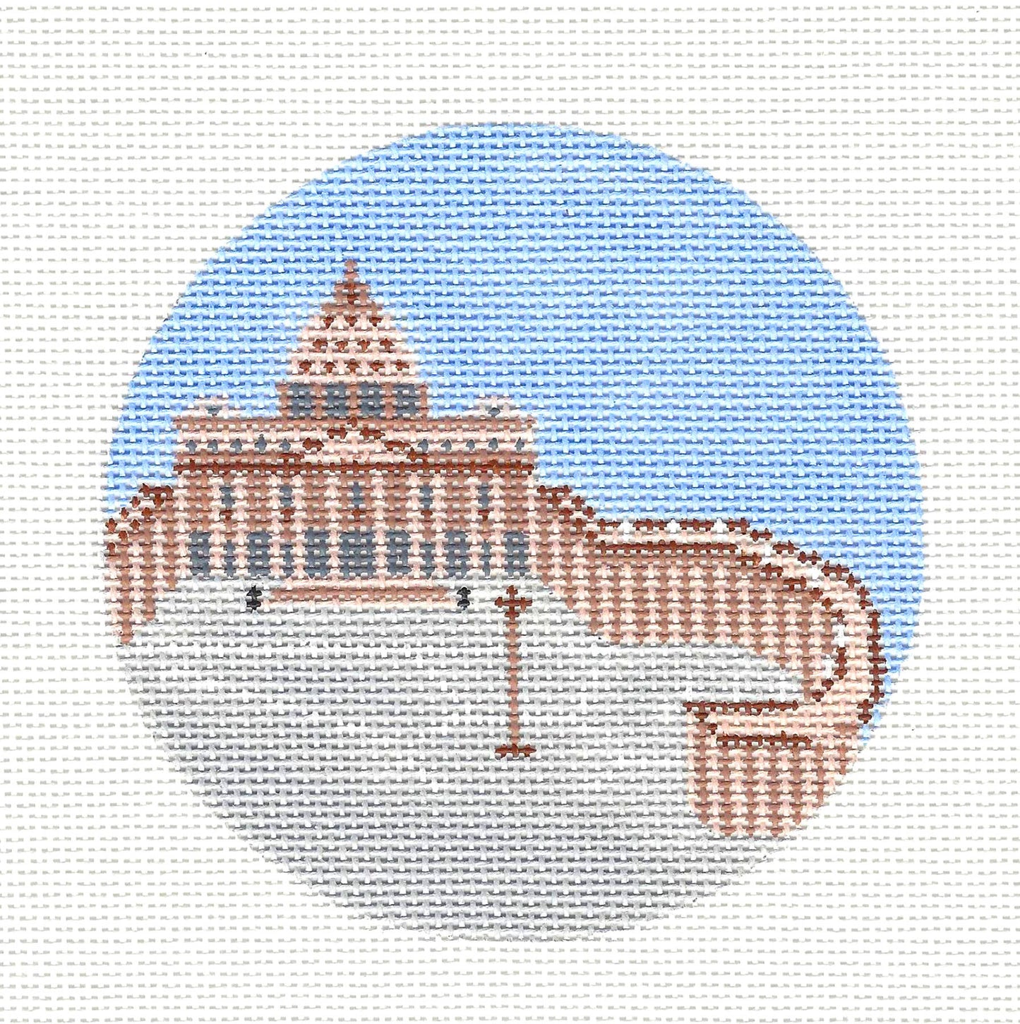 Round ~ Vatican City ~ Destination 4" Rd. handpainted Needlepoint Canvas by Painted Pony Designs