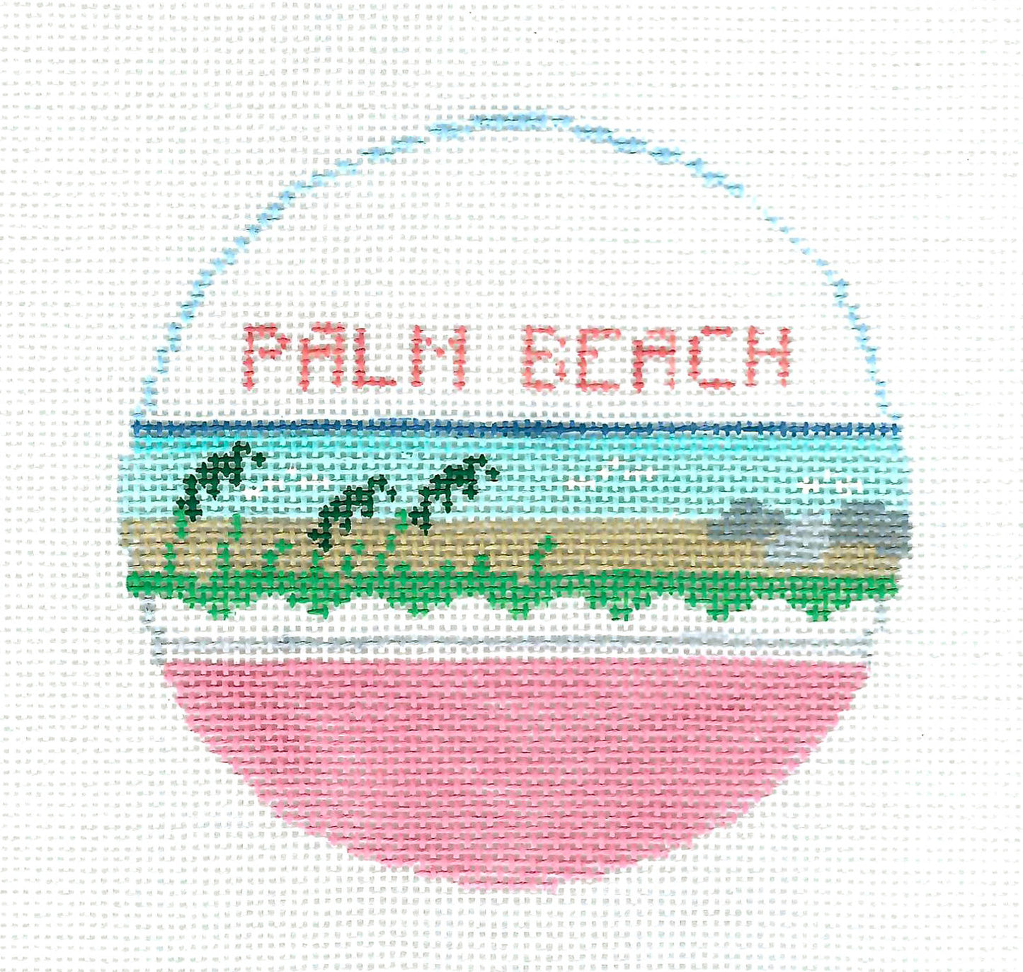 Travel Round ~ PALM BEACH, FLORIDA handpainted Needlepoint Canvas by Kathy Schenkel
