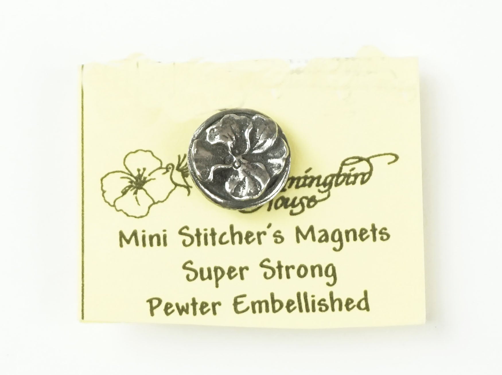 Magnet ~ Pewter 2 sided Flower Magnetic Needle Holder for