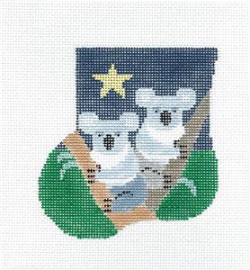 CANVAS SET ~ KOALA BEAR & Koala CANVAS SET ~ handpainted 18 Mesh Needlepoint Mini Stocking Ornament by Kathy Schenkel