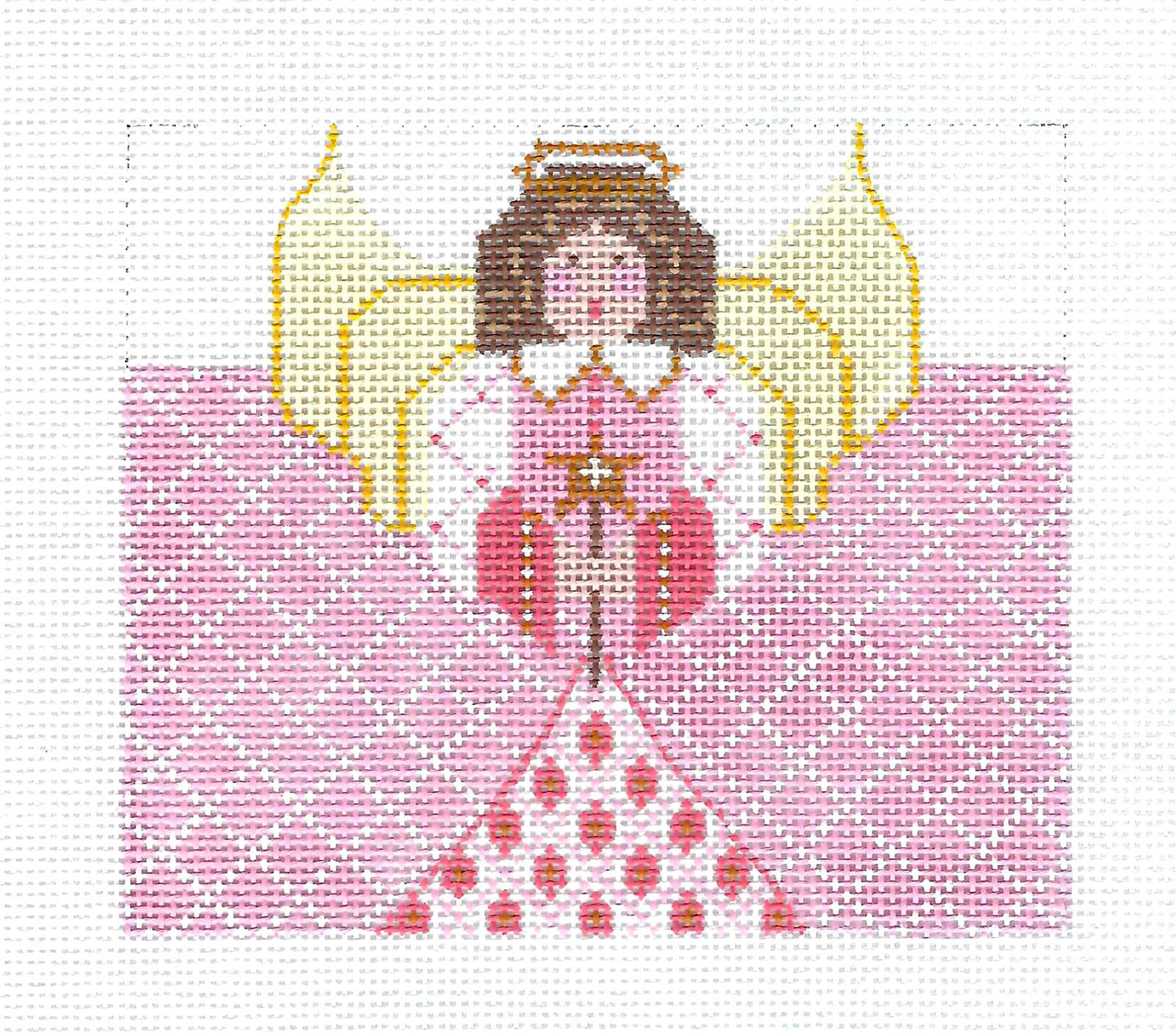 Roll Up Canvas ~ Christmas Angel in Pink Roll Up Ornament 18 Mesh handpainted Needlepoint Canvas CH Designs ~ Danji
