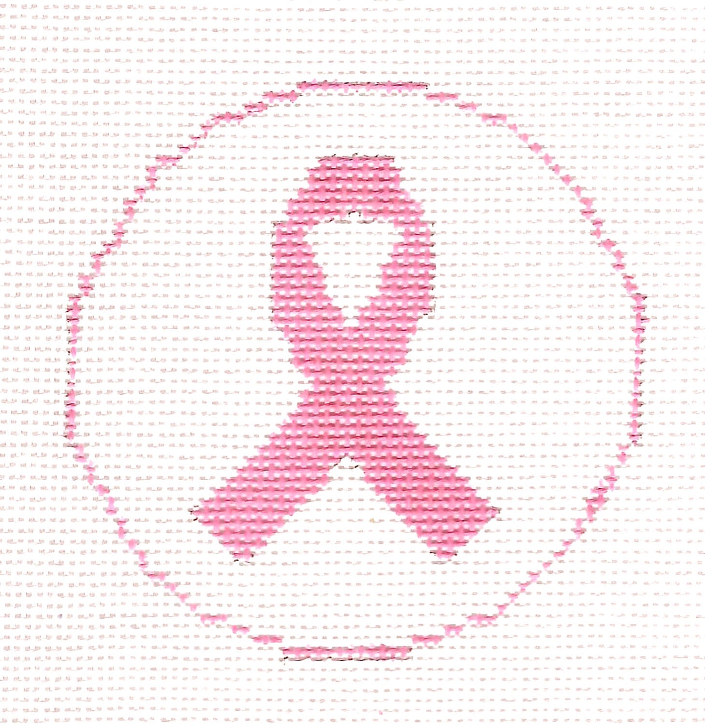 LG. Pink Ribbon of Hope 5" Round handpainted 13 mesh Needlepoint Canvas Ornament by LEE