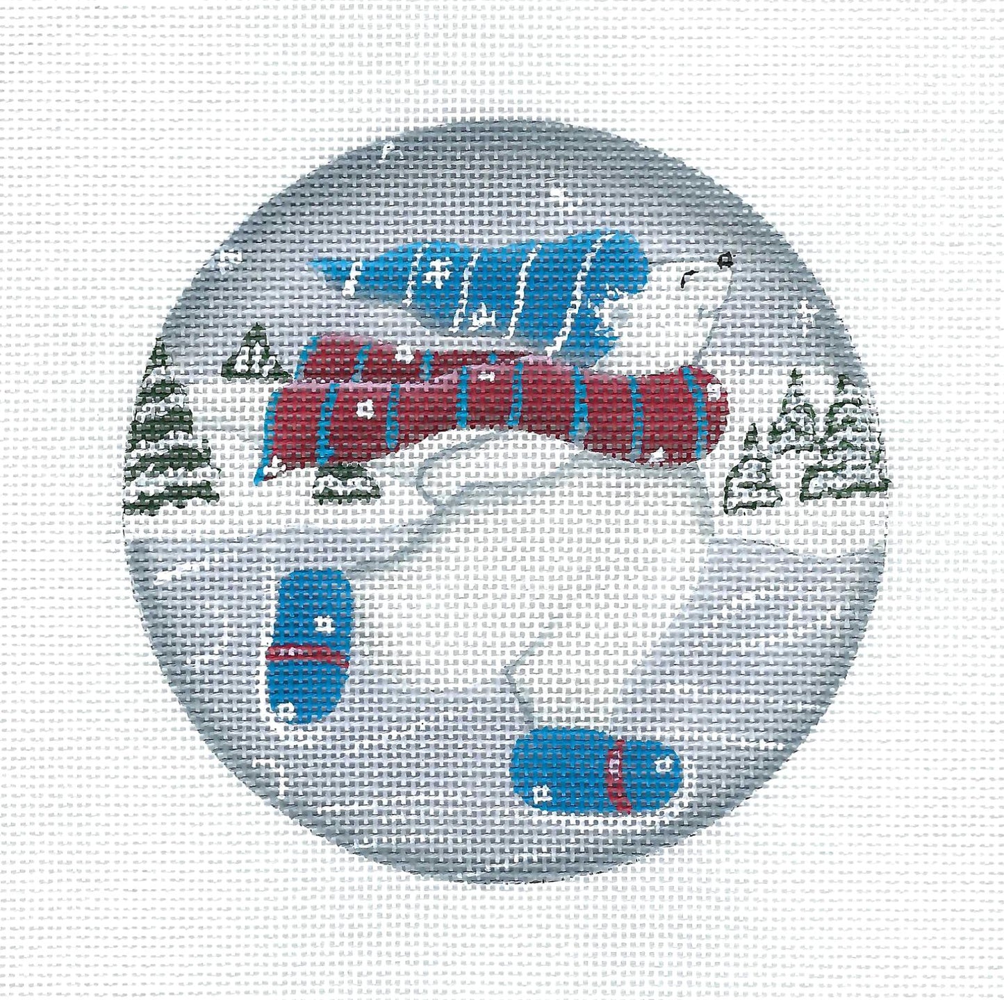 Ice Skating Polar Bear handpainted Needlepoint Canvas by Ginny Diezel from CBK