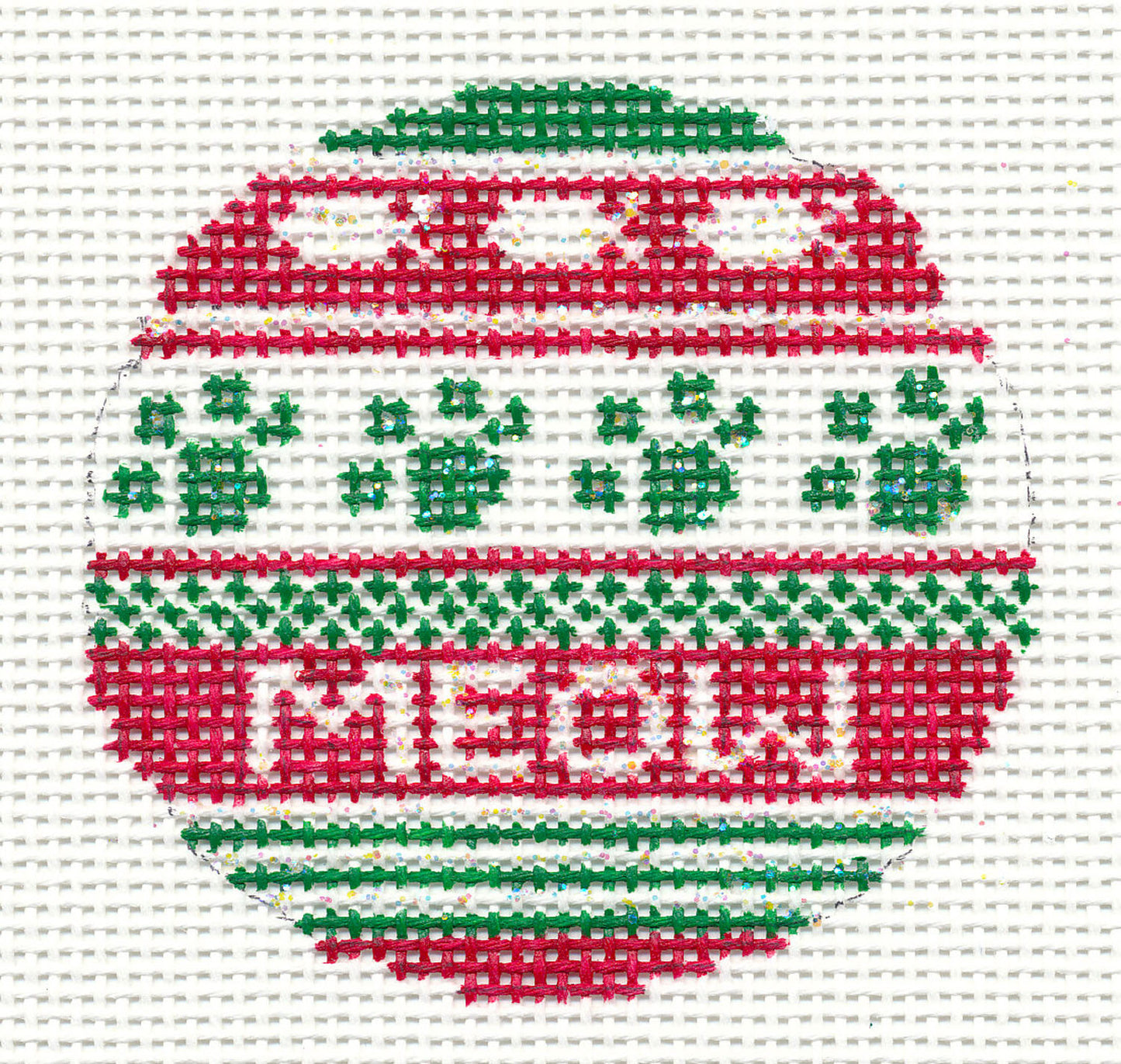 3" Round ~ MEOW CAT Ornament 13 mesh handpainted Needlepoint Canvas by Needle Crossings