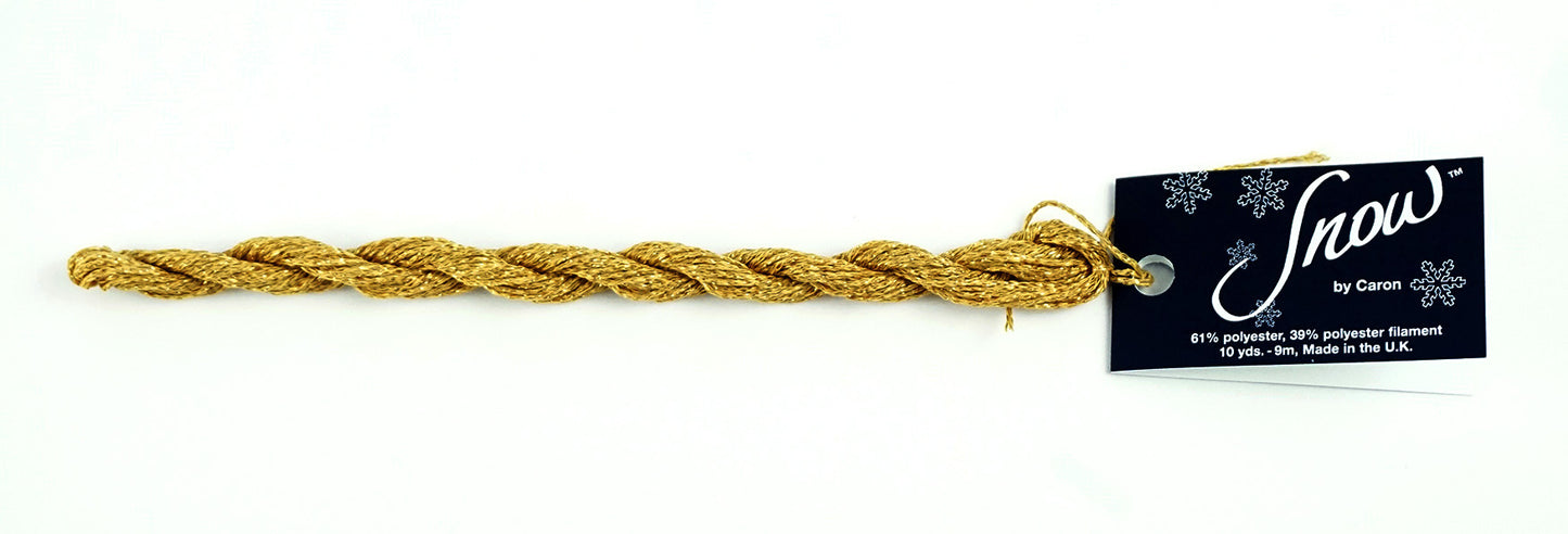 Stitching Fiber ~ SNOW # 24 Dark Gold ~ Stitching Fiber 10 Yard Skein Needlepoint Thread by Caron Collection