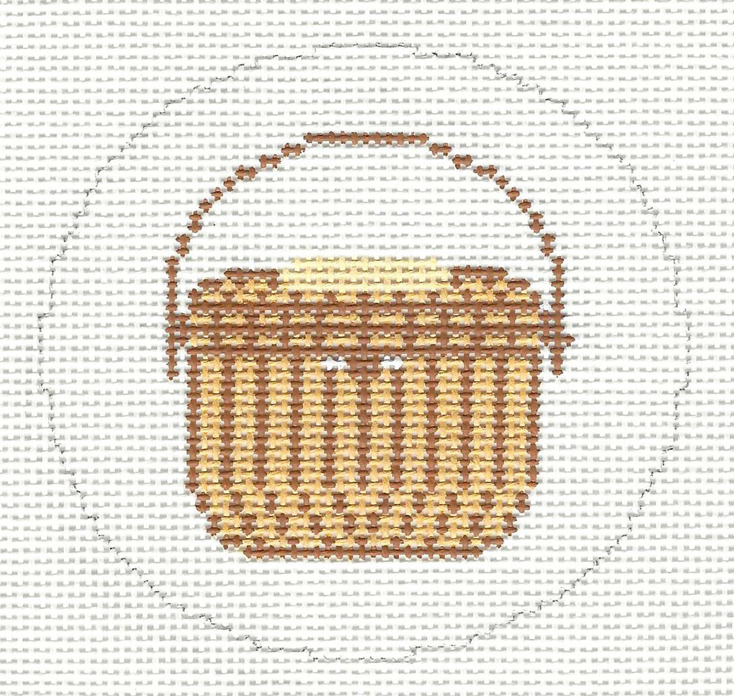 Canvas ~ Nantucket Basket 3.25" Ornament handpainted 18 mesh Needlepoint Canvas by Silver Needle