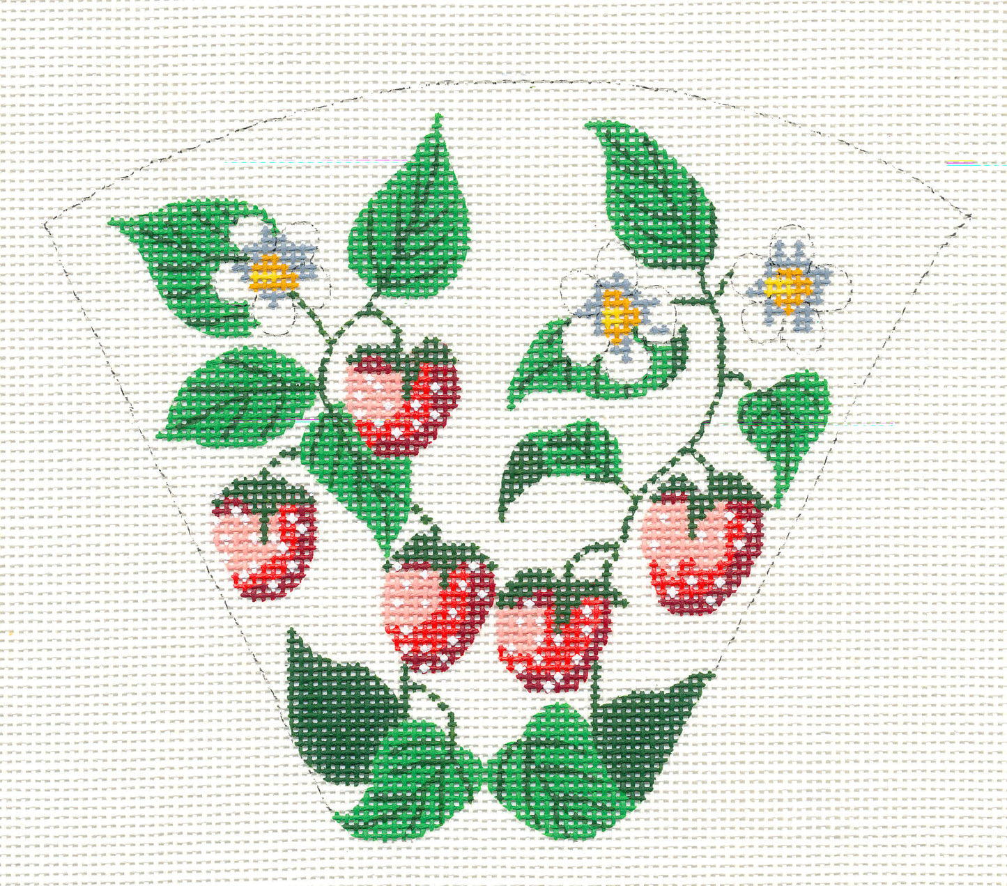 Scissor Case ~ Strawberry & Blossoms handpainted 18 Mesh Needlepoint Canvas by Silver Needle