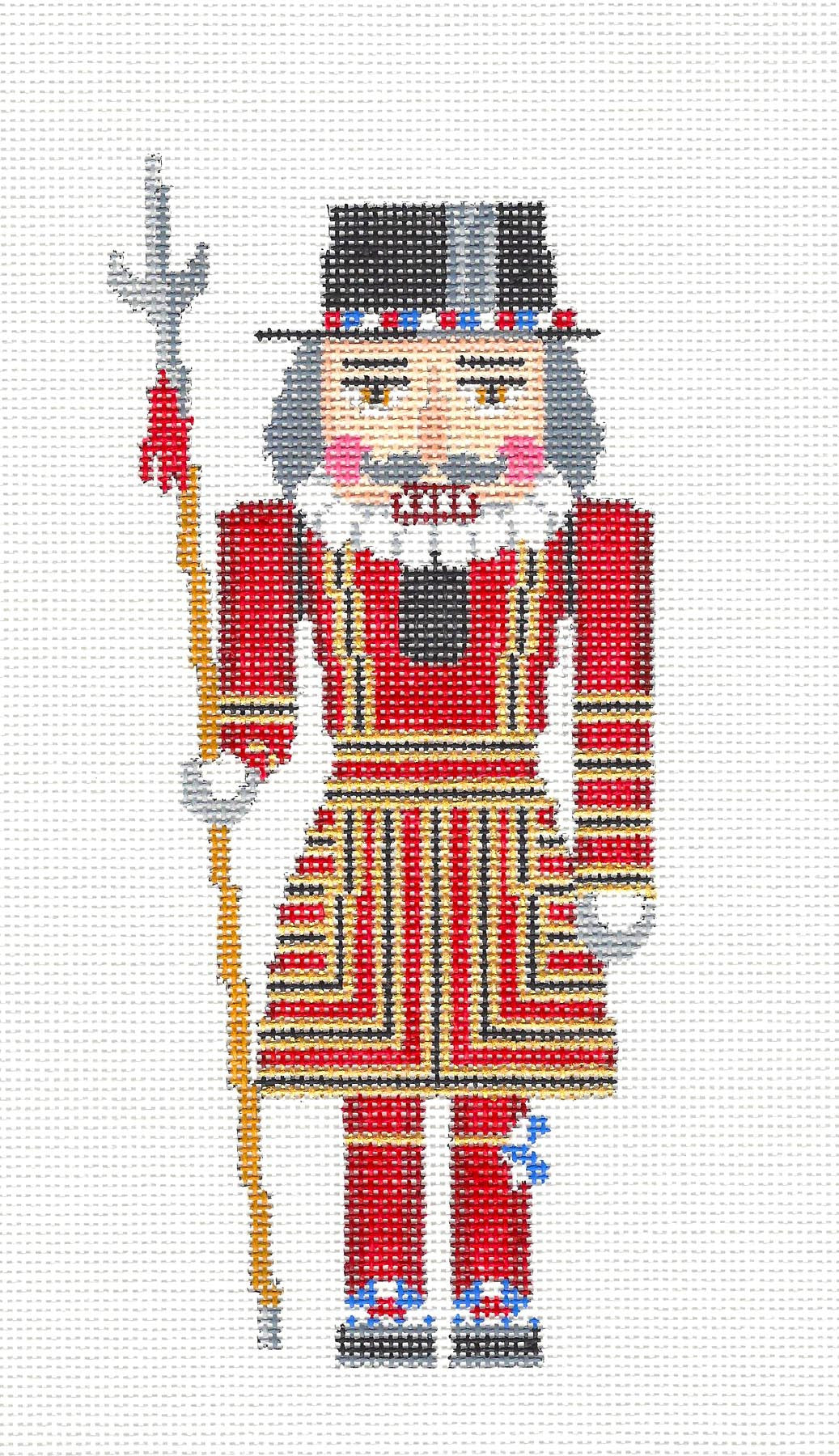 Nutcracker ~ British Beefeater Nutcracker Ornament handpainted Needlepoint Canvas by Susan Roberts