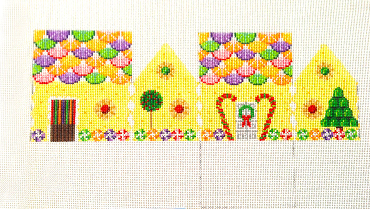 3-D Ornament ~ Fruit Slices Gingerbread House handpainted 18 Mesh Needlepoint Canvas by Susan Roberts