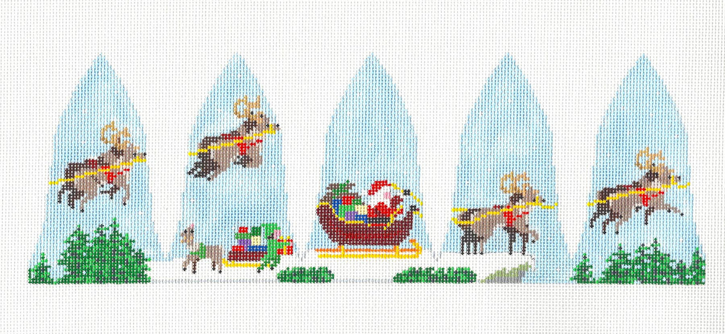 3D Flying Santa Dash Away handpainted Needlepoint Canvas~ by Susan Roberts