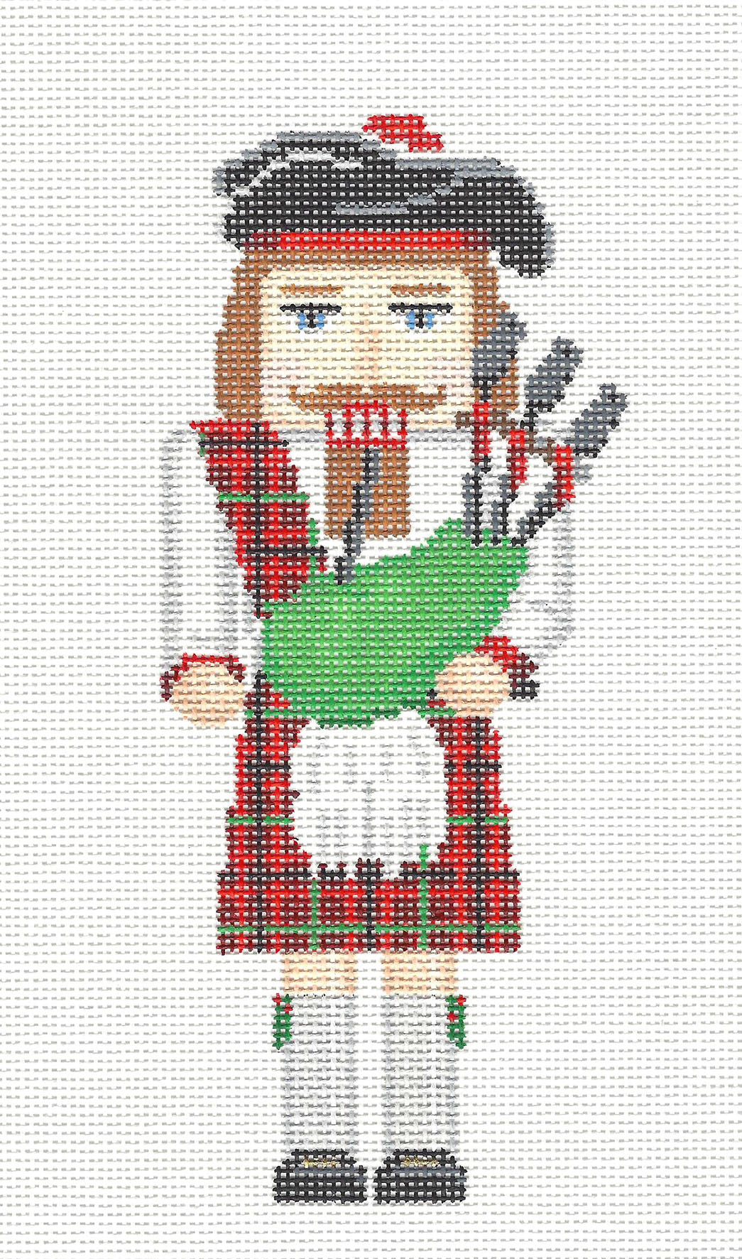 Nutcracker ~ Scottish Bagpiper in Kilt Ornament handpainted 18 Mesh Needlepoint Canvas by Susan Roberts