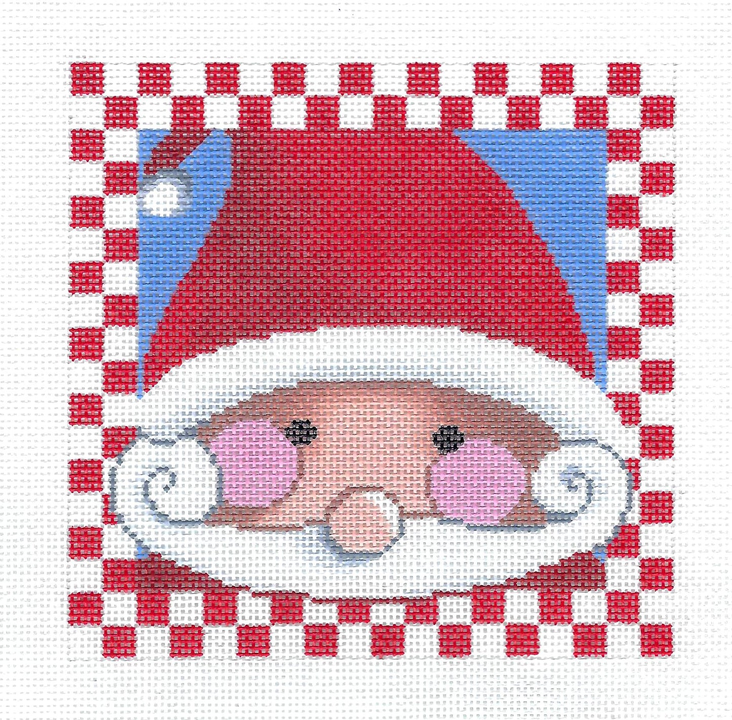 Christmas ~ Many Faces of Santa #47 handpainted 5"X 5" on 18 Mesh Needlepoint Canvas by LEE Needle Art