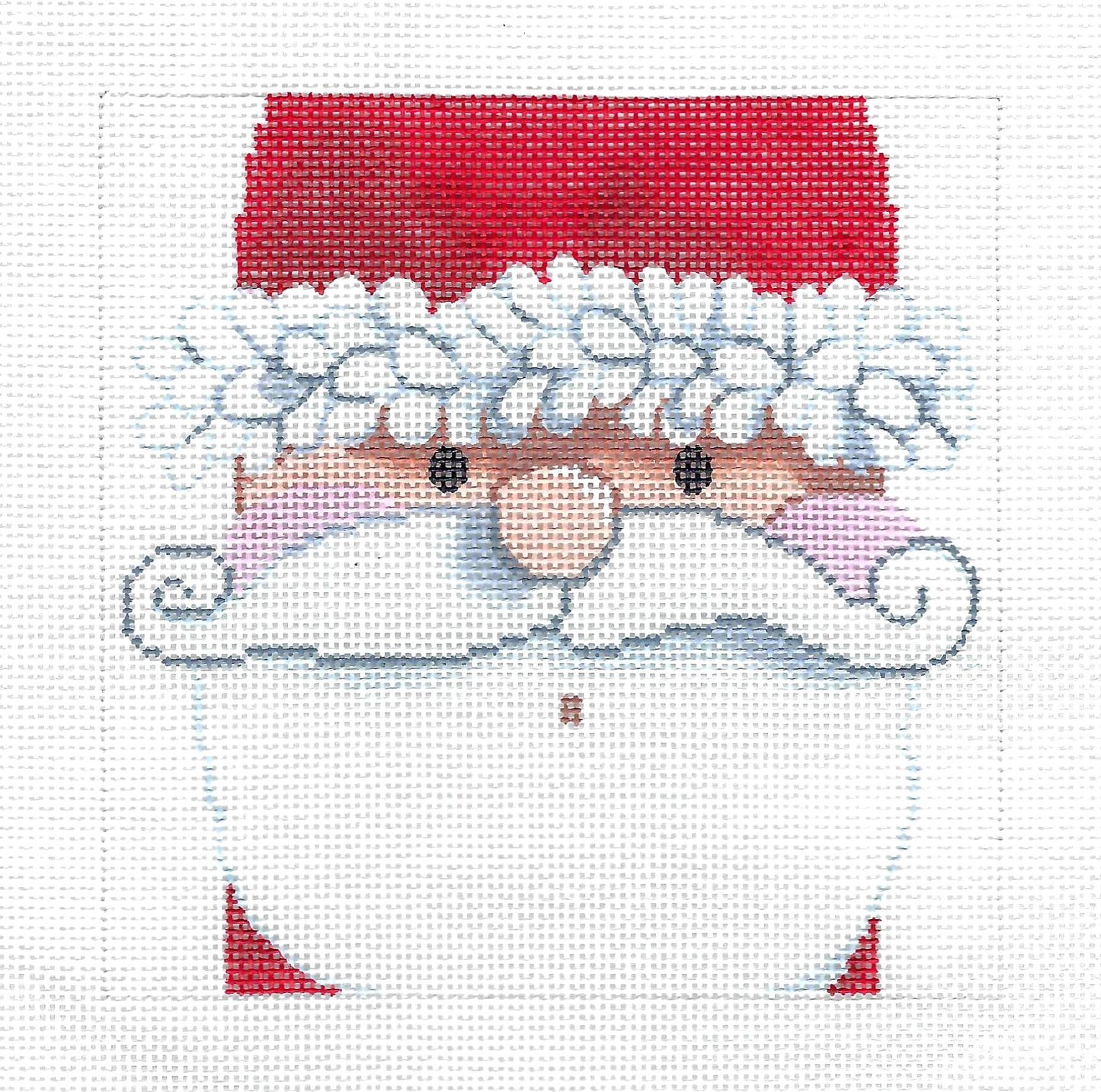 Christmas ~ Many Faces of Santa #51 handpainted 5"X 5" on 18 Mesh Needlepoint Canvas by LEE Needle Art