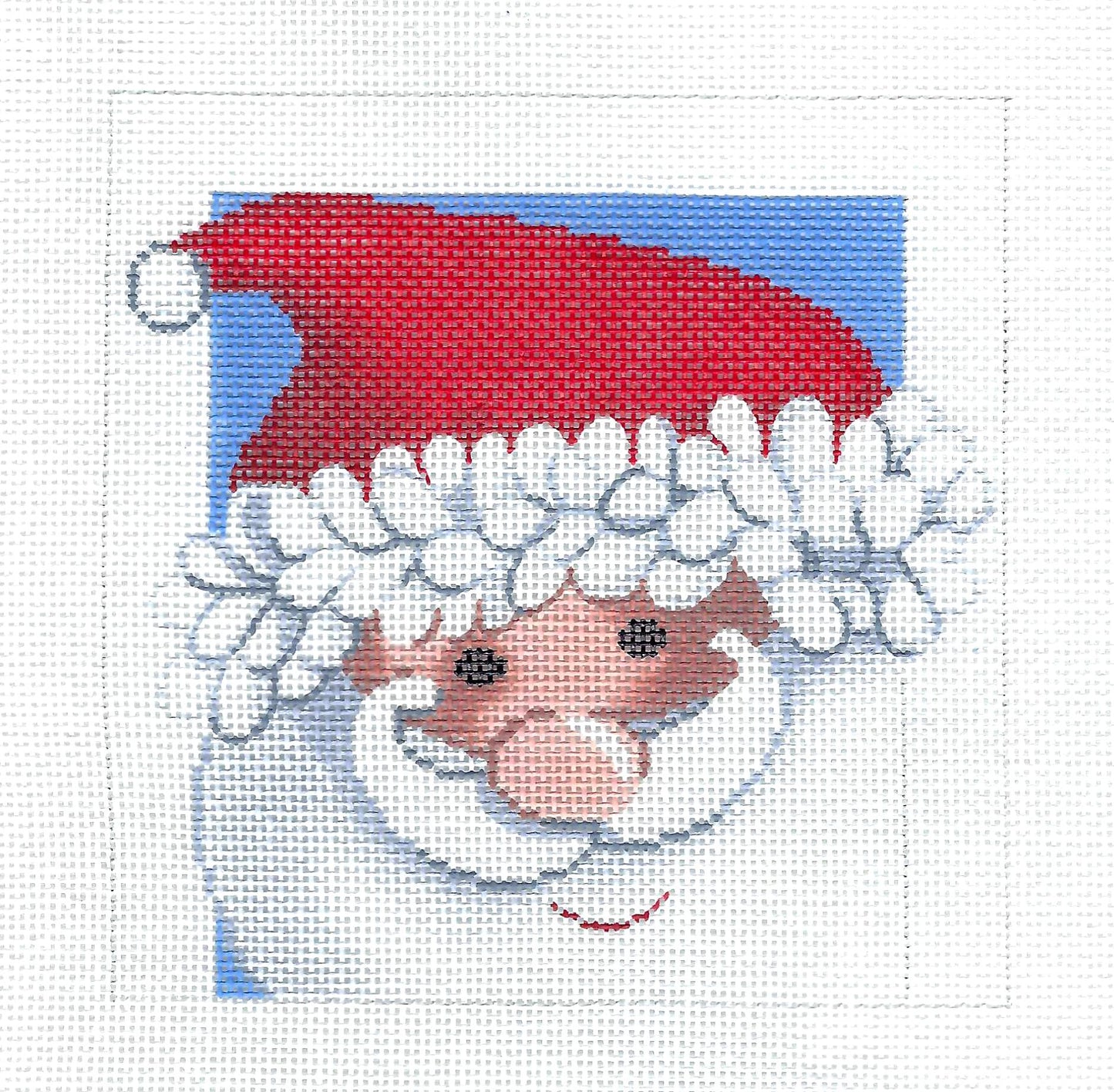 Christmas ~ Many Faces of Santa #54 handpainted 5"X 5" on 18 Mesh Needlepoint Canvas by LEE Needle Art
