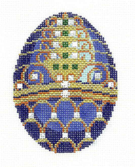 Faberge Egg of the Month ~ SEPTEMBER Sapphire Birthstone EGG OF MONTH 18 Mesh handpainted Needlepoint Canvas by LEE