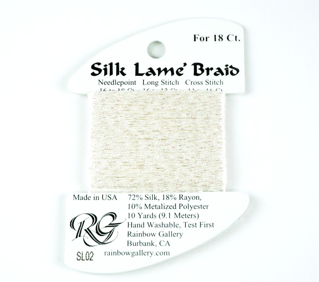 Silk Lame' Braid Silk Lame' Braid SL02 "White" Silk Lame' Braid 10