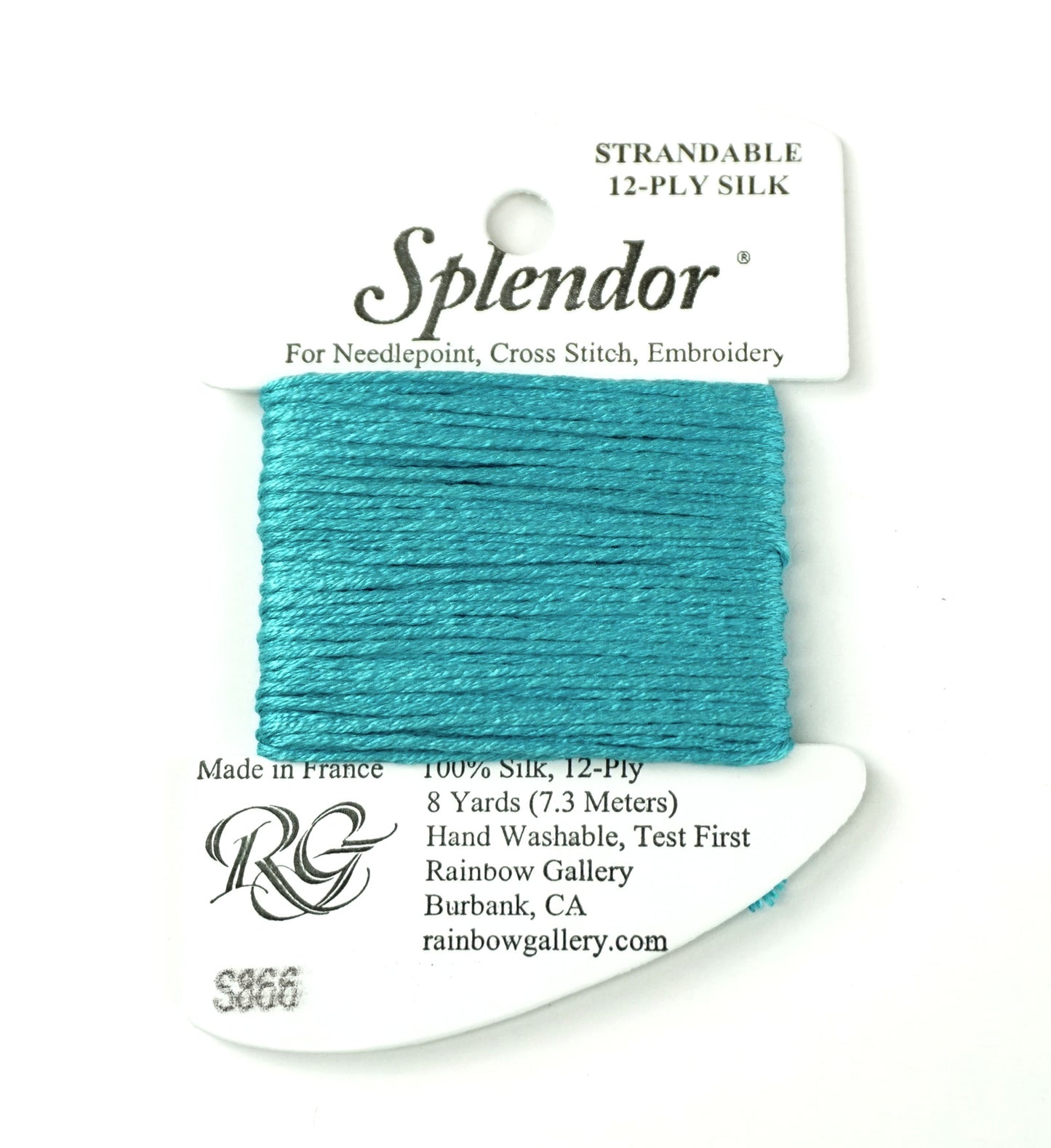 SPLENDOR SILK #S866 "Aqua" Needlepoint Stitching Thread by Rainbow Gallery